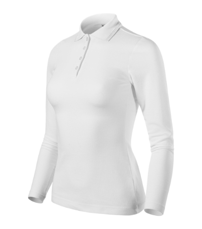 Galléros póló női - Pique Polo LS-fehér