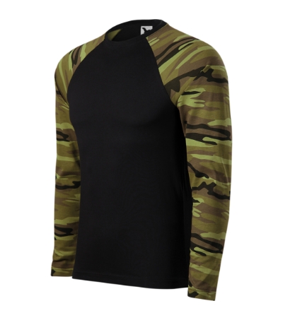Póló unisex - Camouflage LS-zöld terepszín Póló unisex - Camouflage LS-zöld terepszín