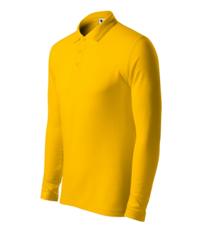 Galléros póló férfi - Pique Polo LS-sárga Galléros póló férfi - Pique Polo LS-sárga