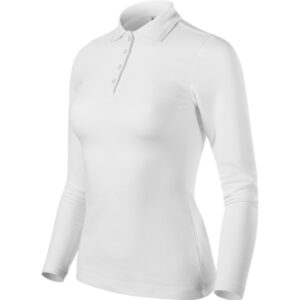 Galléros póló női - Pique Polo LS-fehér